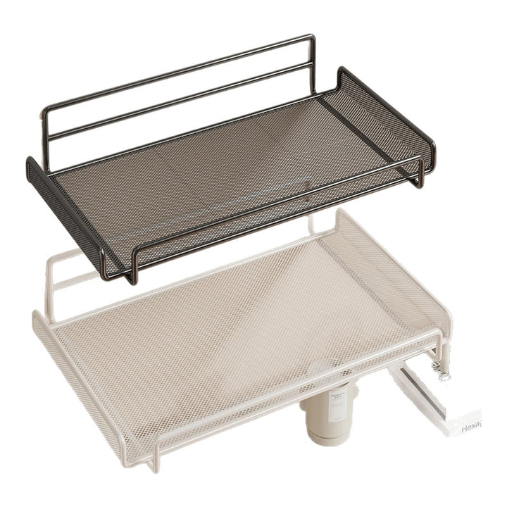 Wall-Mounted Two-Tier Ventilated Mesh Router and Power Strip Organizer