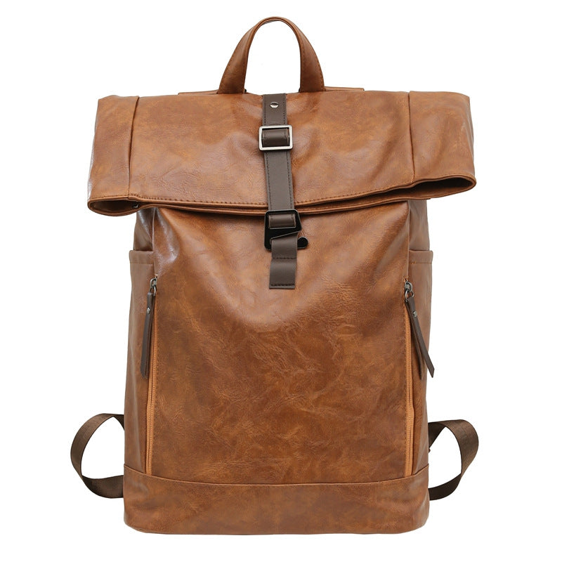 Vintage Leather Roll-Top Backpack Kalsten