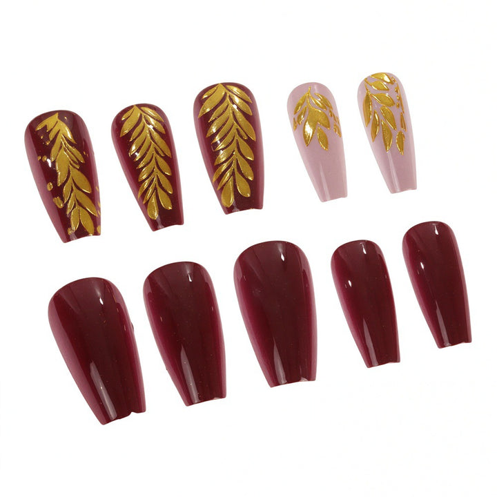 Elegant artificial nails with gold decoration Kalsten