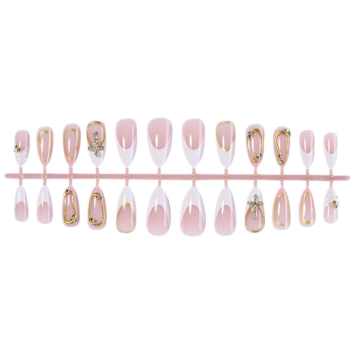 Artistic Press-On Nail Set with Elegant Design Accents kalsten