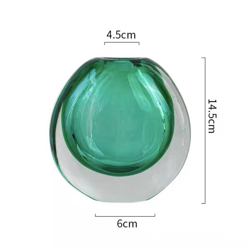 Handcrafted Solid Glass Orb Bud Vase with Sculptural Hollow Core Kalsten