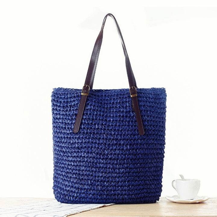 Handbag Made From Handcrafted Natural Material with Strong Leather Handles Kalsten