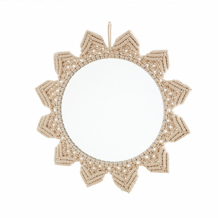 Decorative Macramé Wall Mirror with Floral Design Kalsten