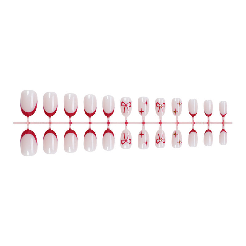 Acrylic nail set with elegant arch design and glitter effects Kalsten