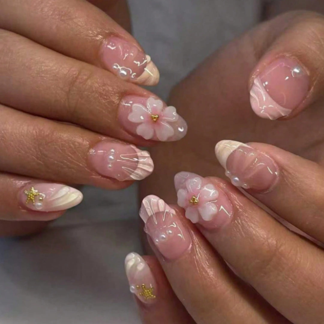 Floral Acrylic Press-On Nails Kalsten