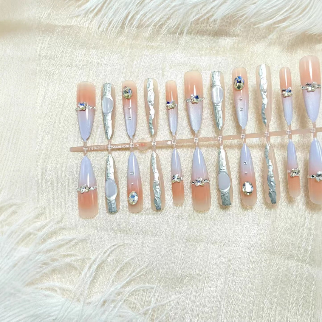 Artificial nails with elegant glitter and crystal accents Kalsten