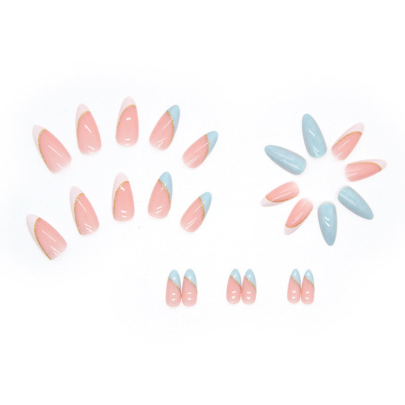 Elegant Stiletto Press-On Nails Set with Gold Accent Kalsten
