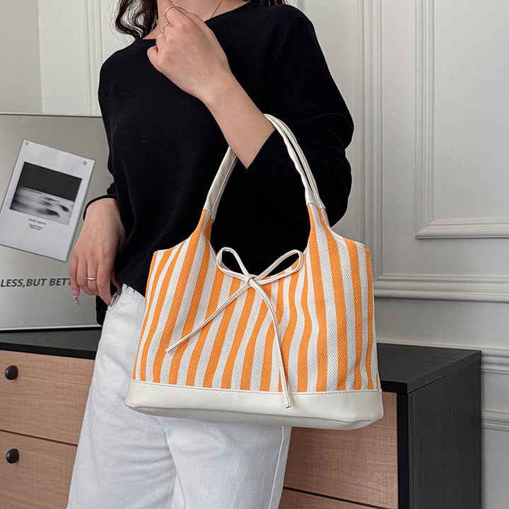 Striped Casual Tote Bag