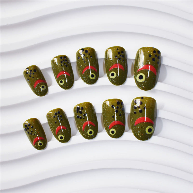 Fashionable Matte Finish Press-On Nails with Metallic Stripes Kalsten