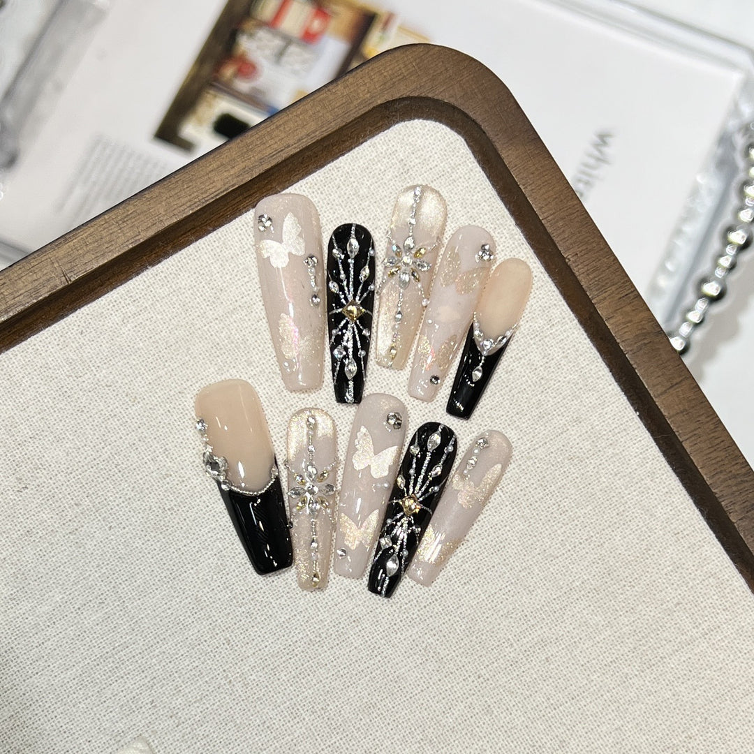 Elegant Butterfly-Inspired Press-On Nail Art Set Kalsten