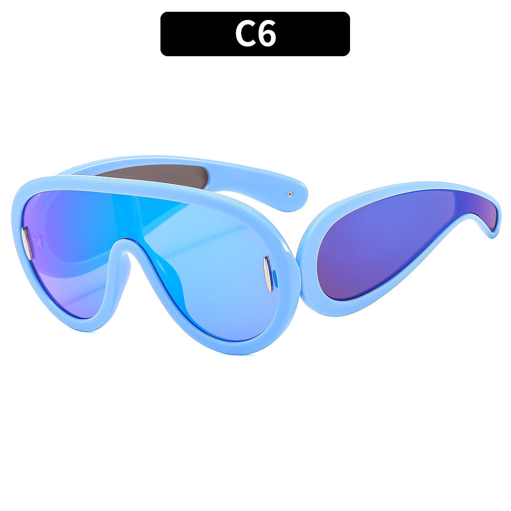 Futuristic Dual-Lens Shield Sunglasses