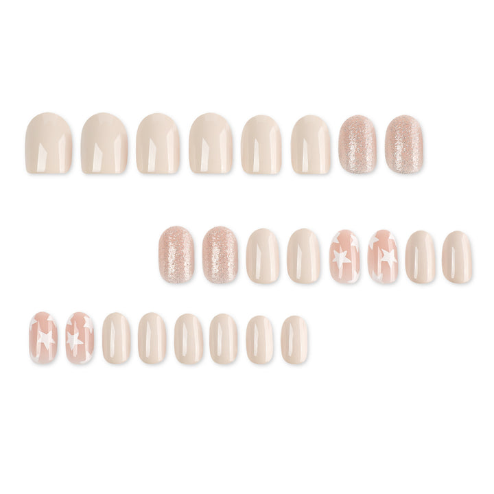 Acrylic nails with star and glitter pattern Kalsten