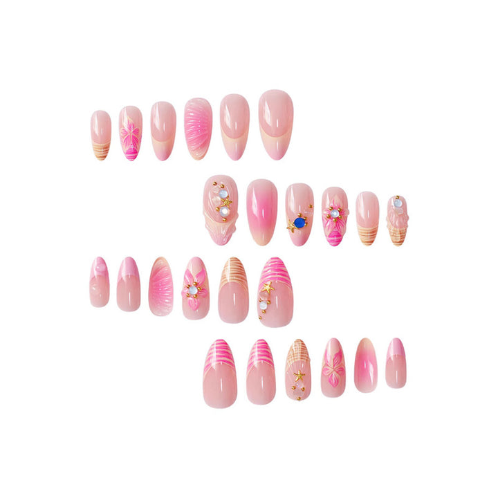 Artistic Press-On Nail Set with Floral and 3D Accents Kalsten