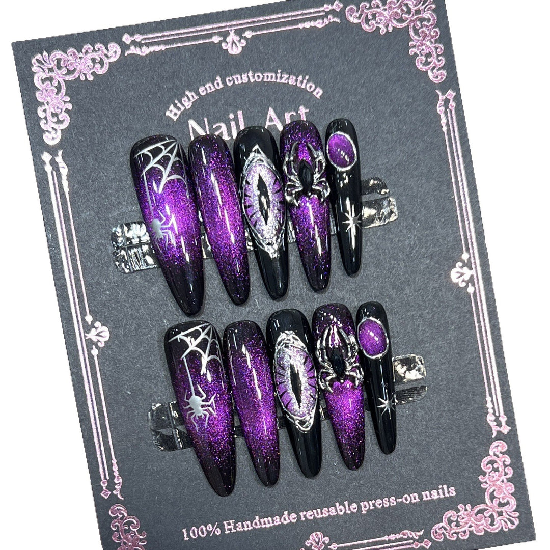 Glamorous Stiletto Press-On Nail Art Set with Celestial Design Kalsten