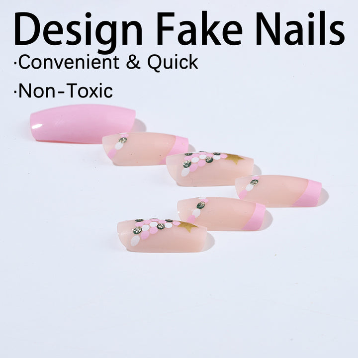 Artificial nail set with festive Christmas tree design and glitter decorations Kalsten