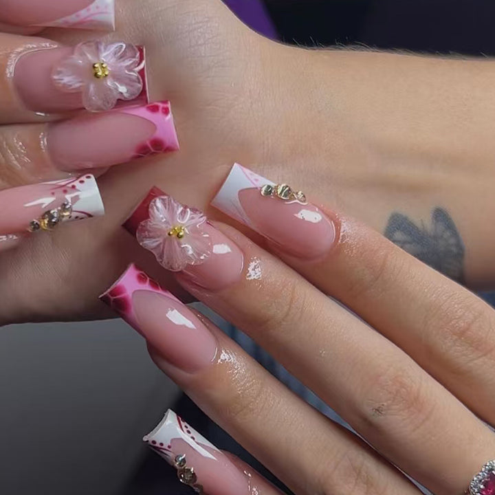 Elegant 3D Floral Press-On Nail Extensions Kalsten