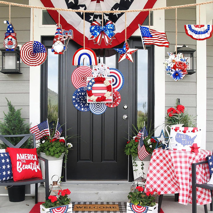 Unisex decorative party decoration set made of wooden pendants and table decoration with patriotic motifs Kalsten