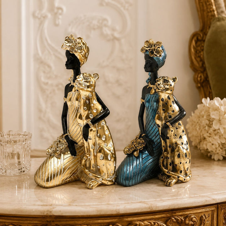 Elegant sculpture with leopard casting Kalsten