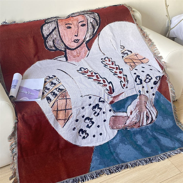 Artistic Handwoven Throw Blanket