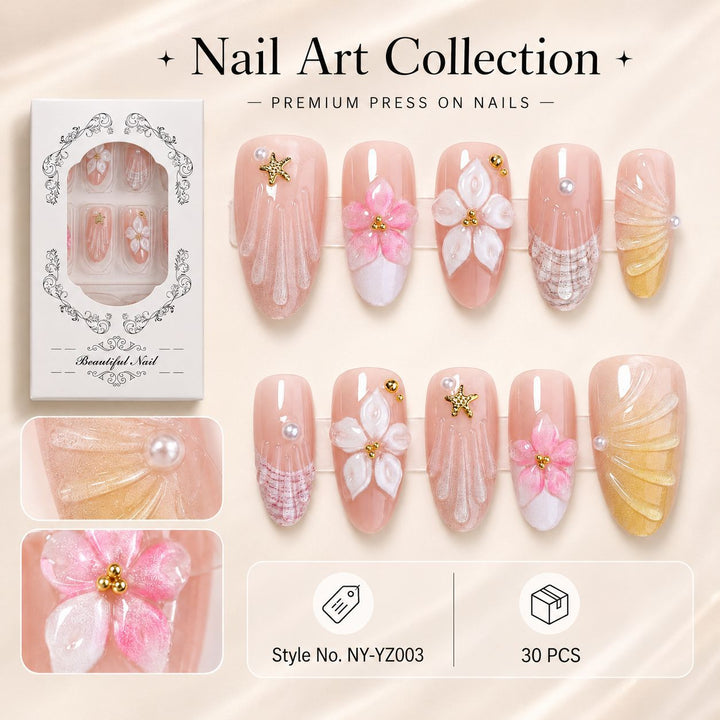 Premium Artifical Nails with Floral Designs Kalsten