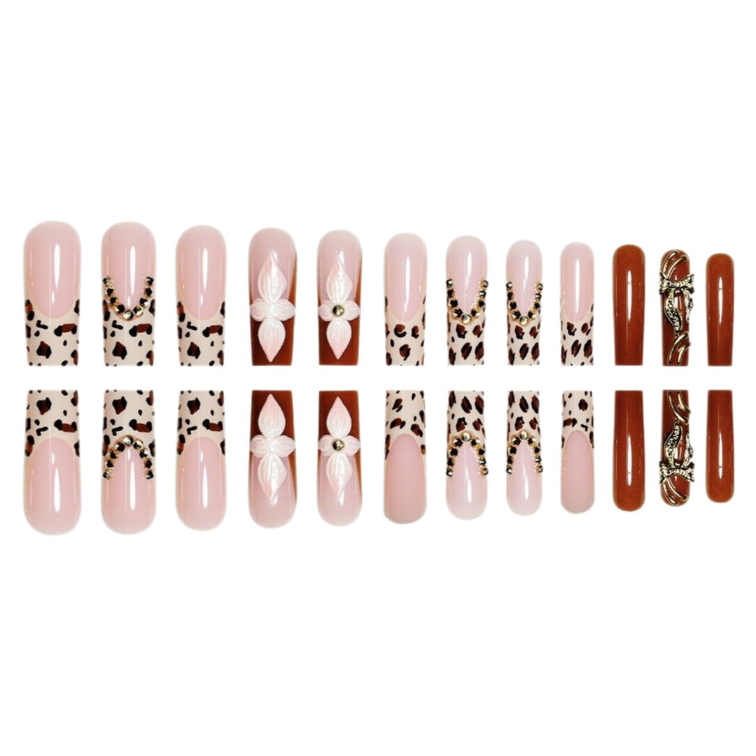 Artistic Long Press-On Nail Extensions with Elegant Floral Design Kalsten