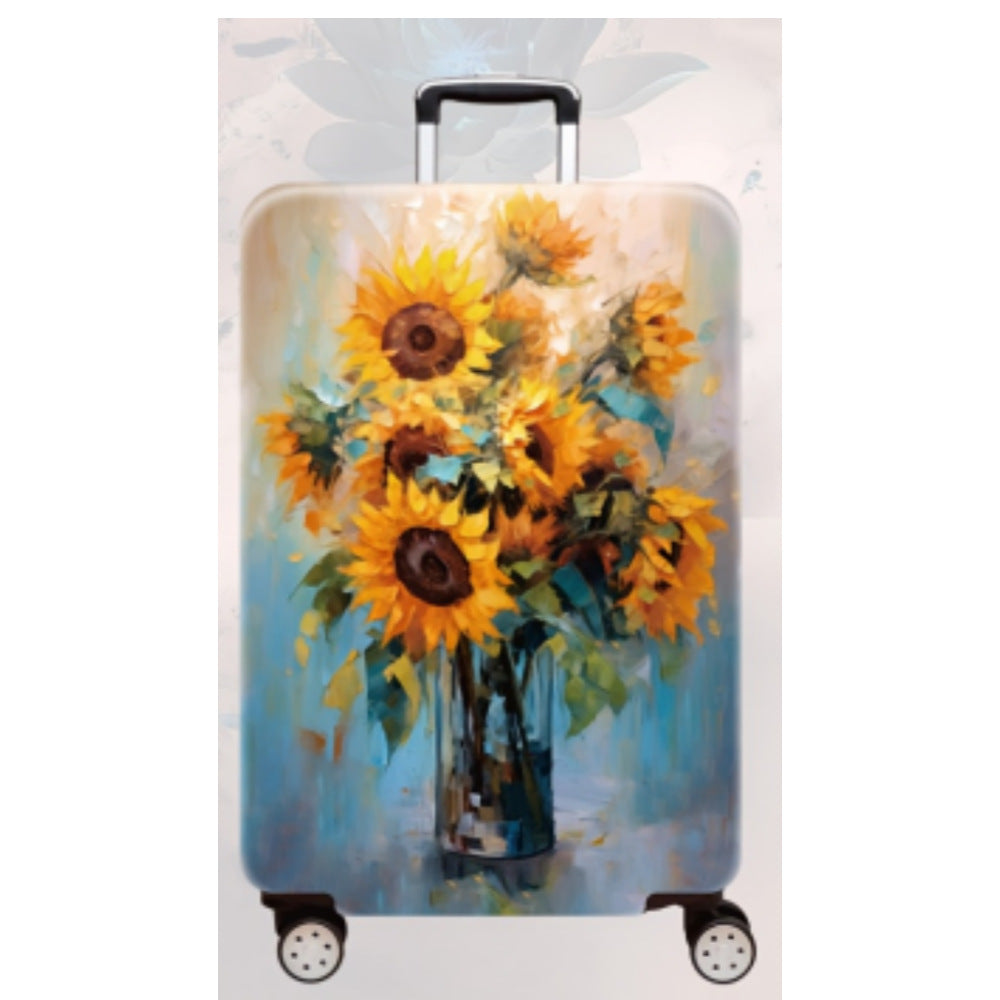 Women's Hard Shell Travel Suitcase with Elegant Lotus Design Kalsten