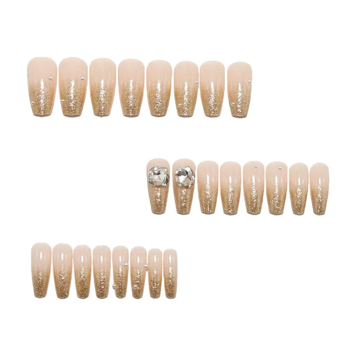 Shiny artificial nails with 3D decoration Kalsten