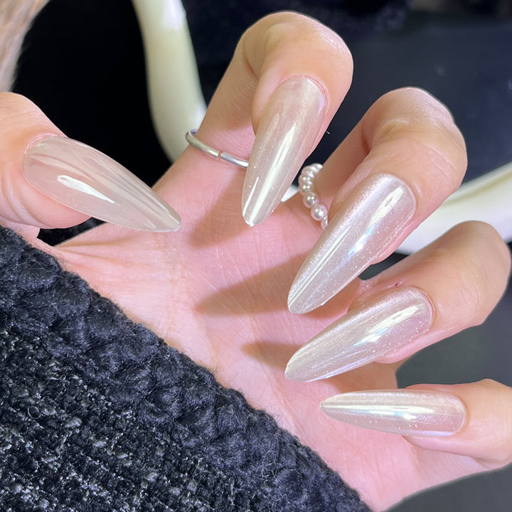 Glamorous Press-On Nail Set with Rhinestone and Glossy Finish Kalsten