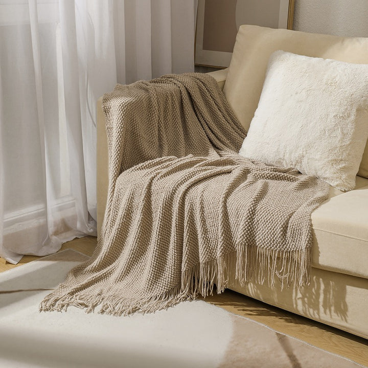 Textured Fringe Throw Blanket Kalsten