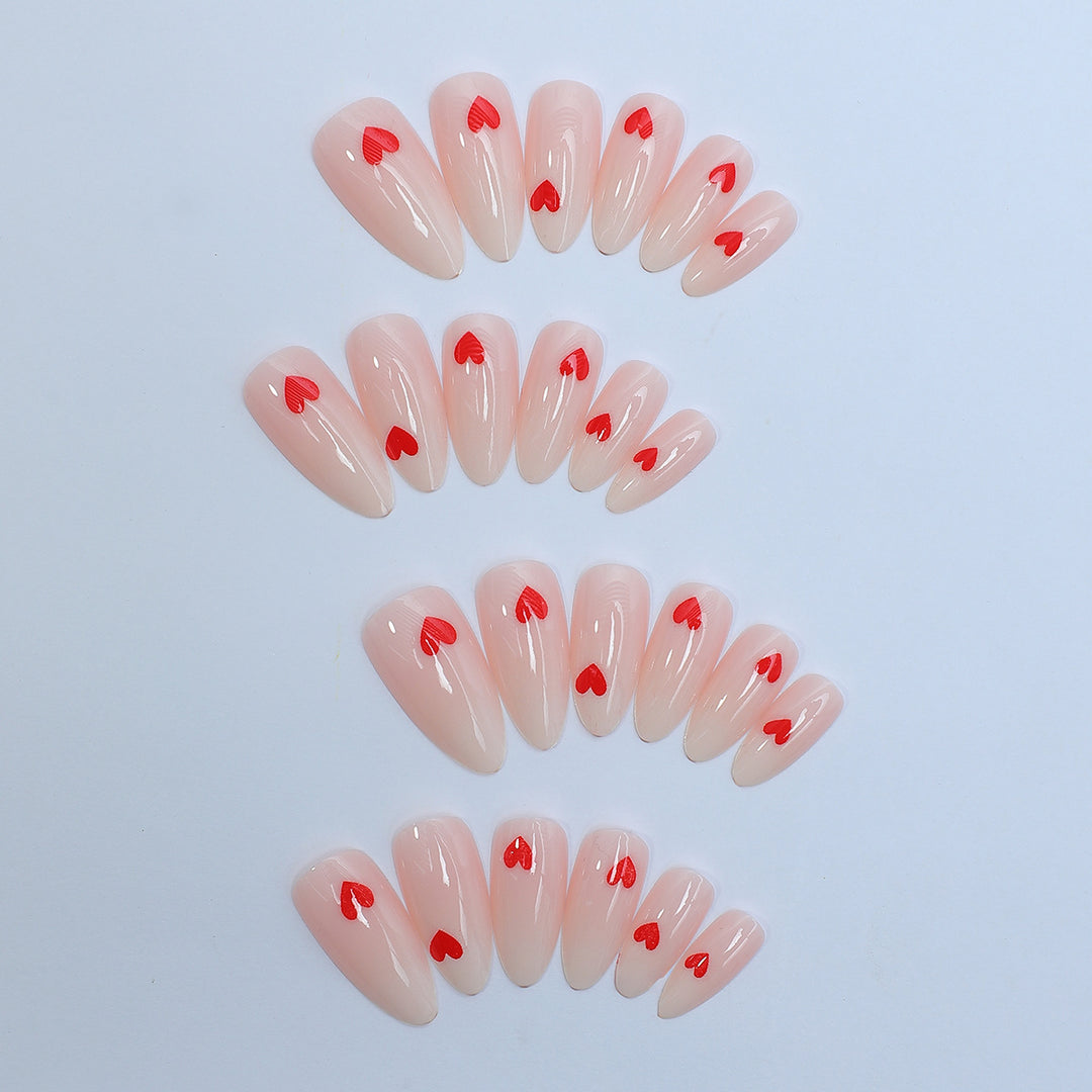 Acrylic nail set with stylish heart designs Kalsten