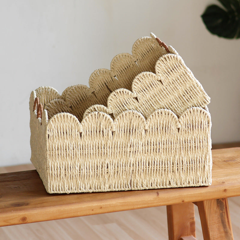 Handcrafted storage basket with wave edge Kalsten
