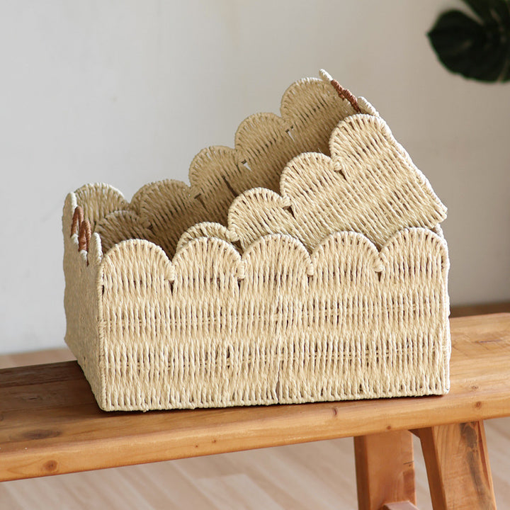 Handcrafted storage basket with wave edge Kalsten