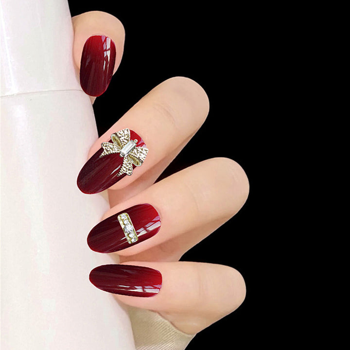 Decorative Press-On Nail Art Set with Rhinestone Accents