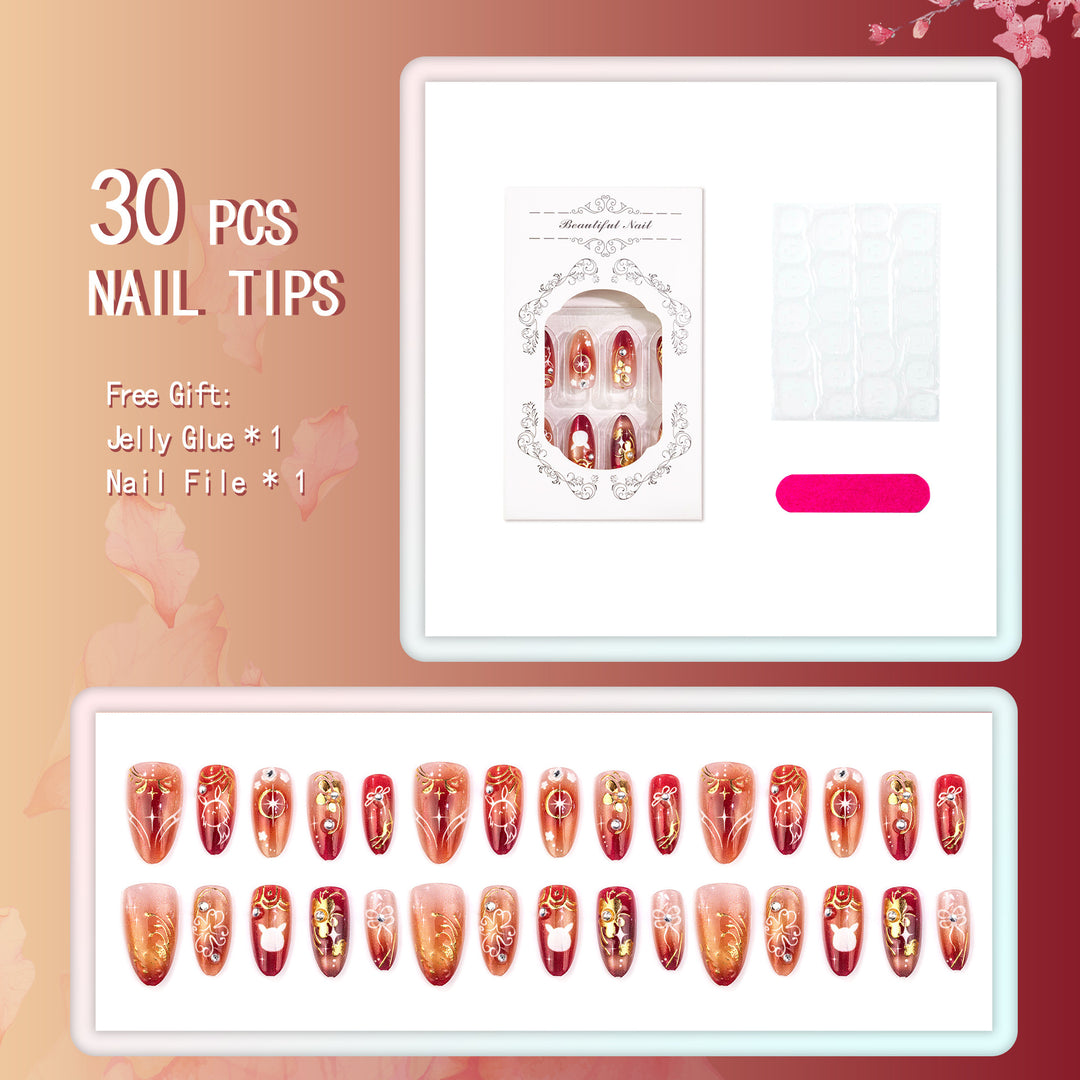 Decorative Nail Art Set with Gold Accents