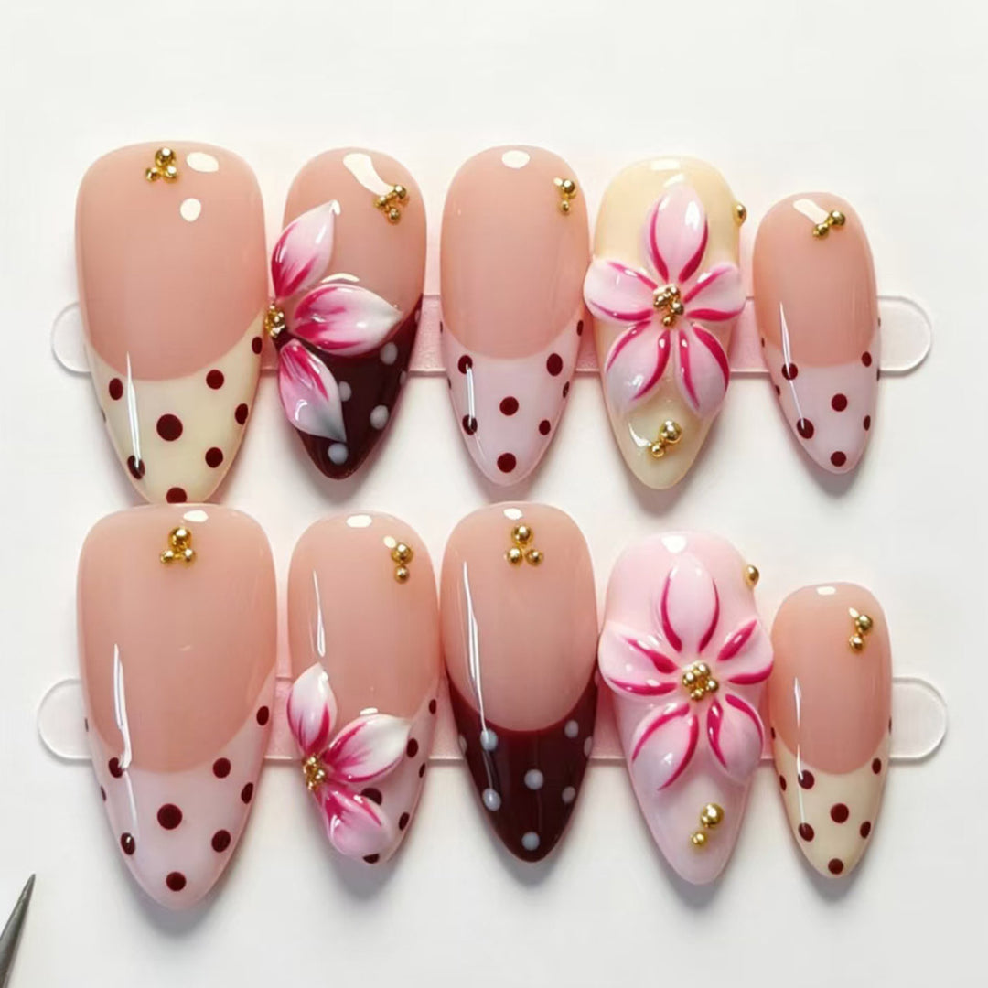 Artistic Floral Press-On Nail Tips Kalsten