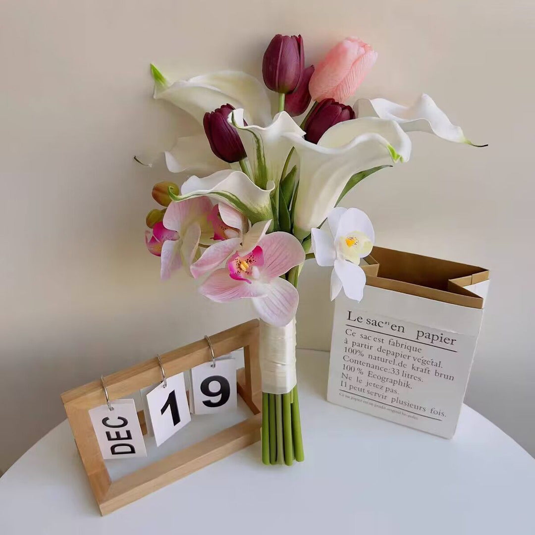 Elegant Artificial Floral Bouquet with Mixed Blooms