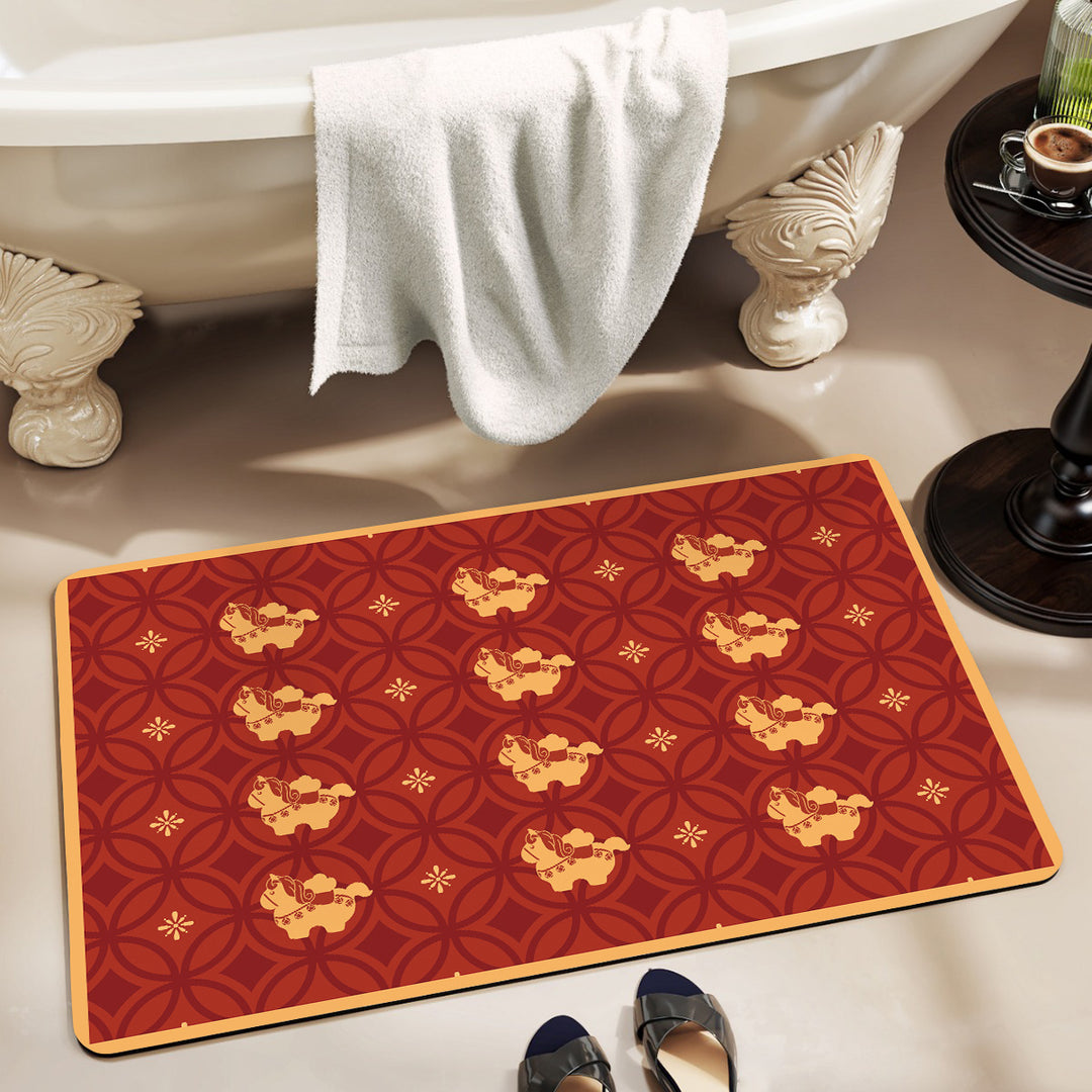 Playful Horse-Themed Memory Foam Bath Mat Kalsten