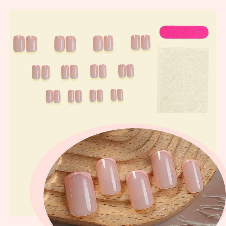 Artificial nail set with elegant French design and sparkling accents Kalsten