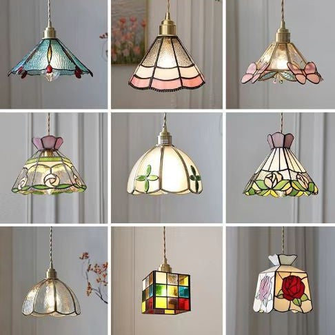 Adjustable Vintage Glass Pendant Light