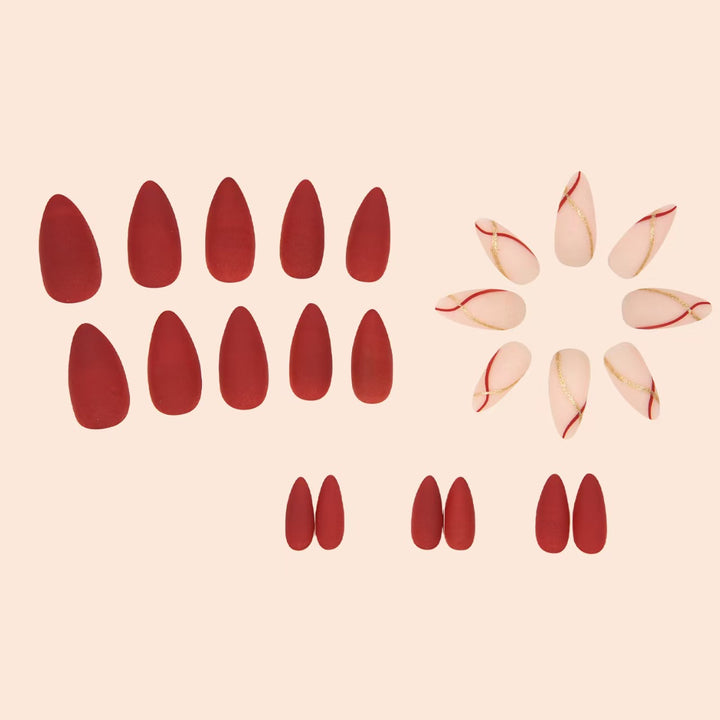Matte Almond-Shaped Nail Art Enhancements