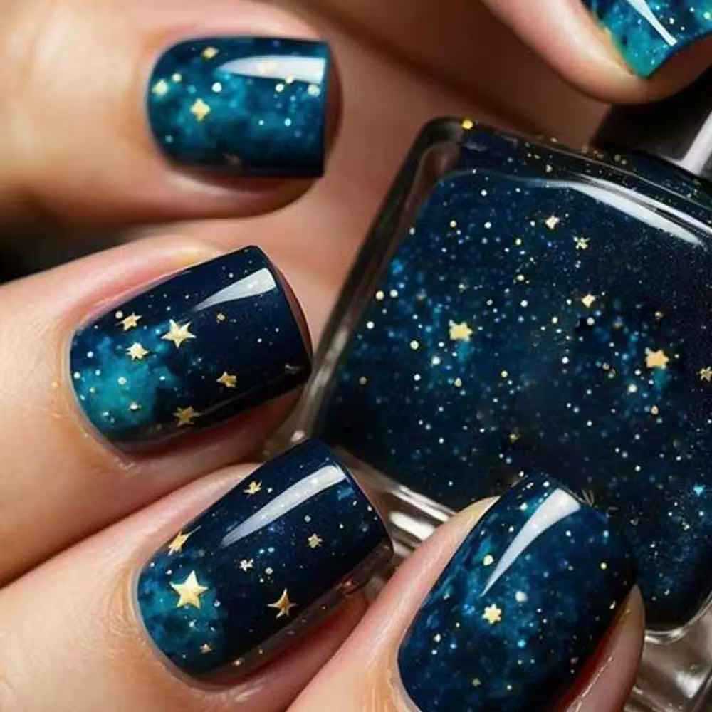 Nail art set with sparkling stars and cosmic motifs Kalsten