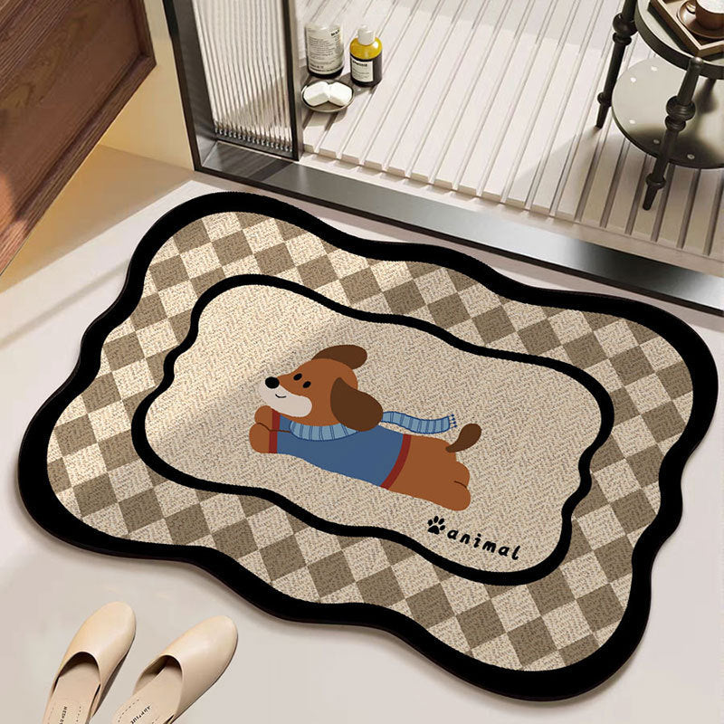 Cartoon Dog-Themed Decorative Bath Mat Kalsten