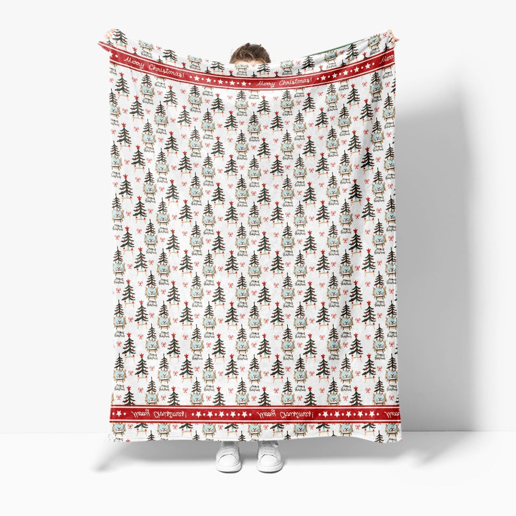 Festive Holiday-Themed Fleece Throw Blanket