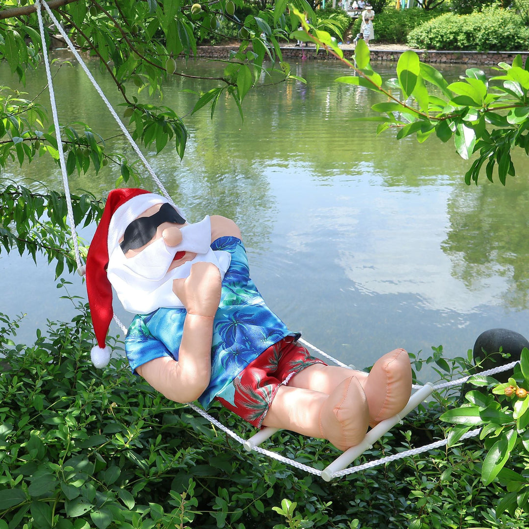 Inflatable Santa Claus decoration in relaxed holiday style