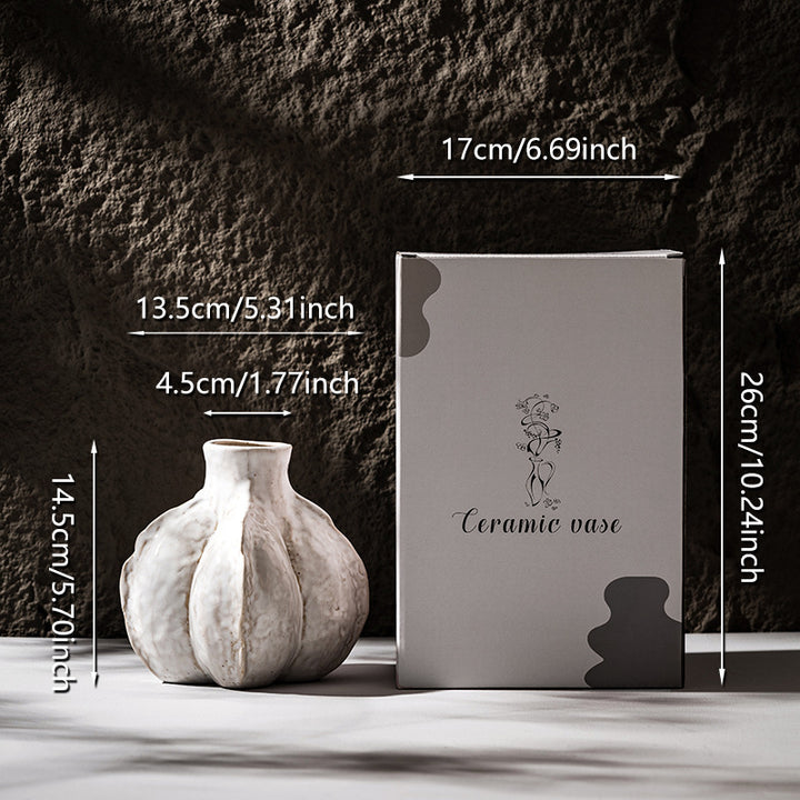 Decorative Ceramic Garlic-Shaped Woven Table Vase