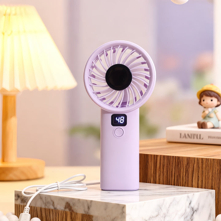Ladies Portable Hand Fan with LCD Display and Variable Speed Control Kalsten