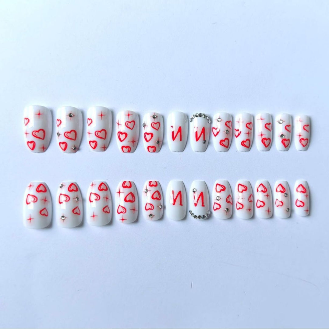 Artistic Heart and Gem Nail Art Set