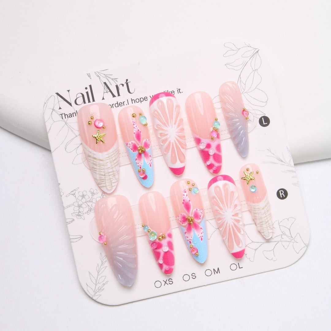 Artificial nail set with floral and cheerful design Kalsten
