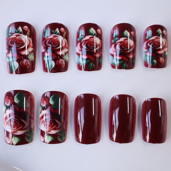 Floral Rose Acrylic Nail Art Kalsten