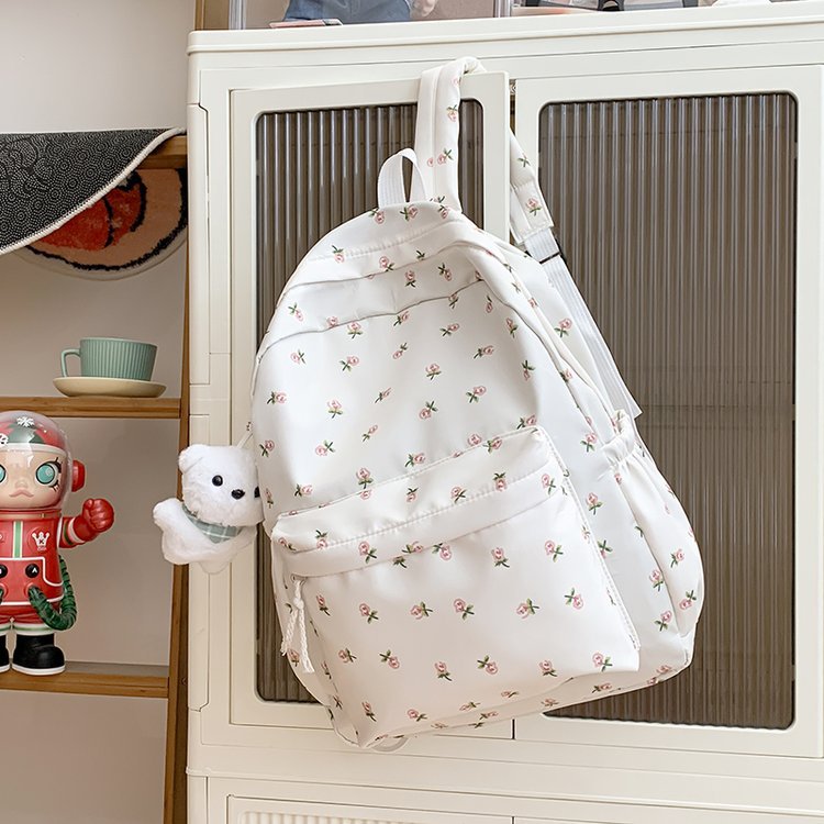 Backpack with Floral Design and Practical Compartments Kalsten